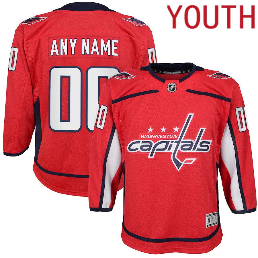 Youth Washington Capitals Red Home Custom Premier NHL Jersey->youth nhl jersey->Youth Jersey